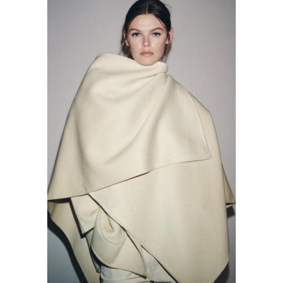 ZARA WOOL BLEND CAPE COAT ZW COLLECTION - Picture 1 of 8